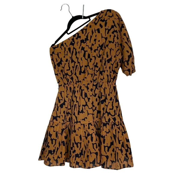 KARINA GRIMALDI Antonella Print Mini Dress Corteza One Shoulder Size Medium - Picture 3 of 8